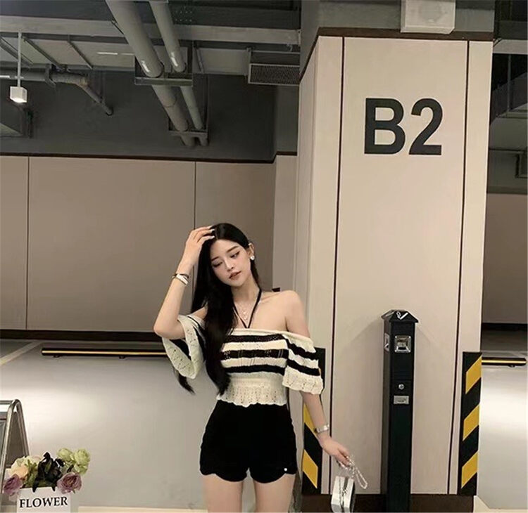 [MS studio] striped square neck fashion sweater 99537# PCZ