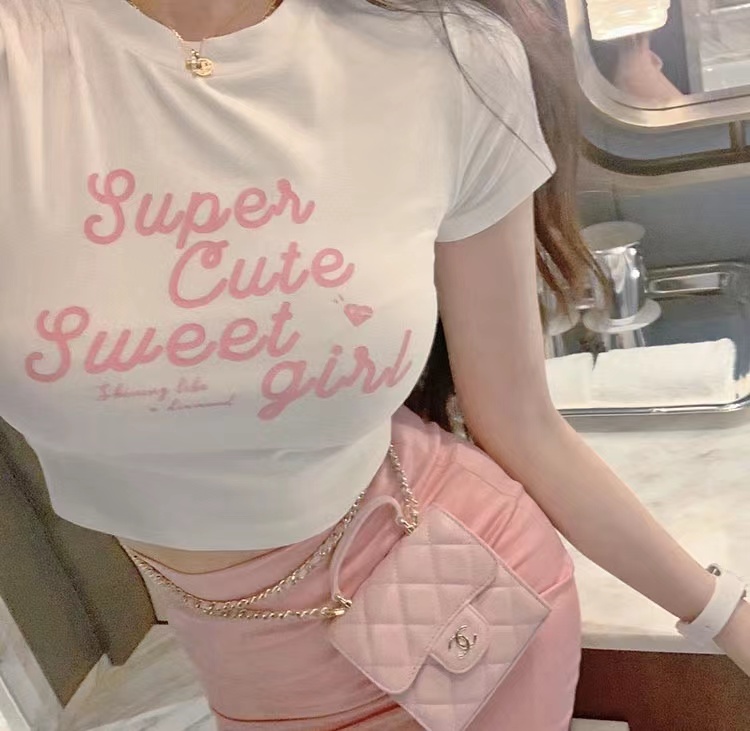 [MS studio] Girls' letters short sleeved T-shirt 5916# PCZ