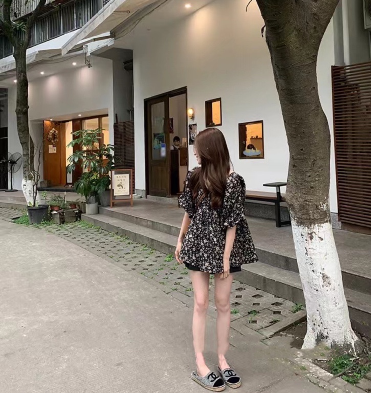 [MS studio] floral fashion bubble sleeve shirt 99529# PCZ