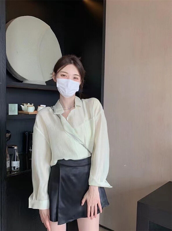 [MS studio] slim fit and versatile sling + loose single breasted shirt set 5461# PCZ