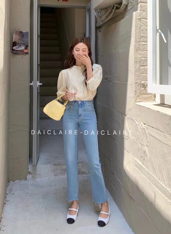 [buyer Yan Xuan Dai Jiaer] Korean style versatile casual slim jeans f90921# Cl