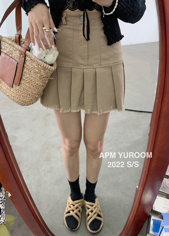 [APM yuroom] high waist slim pleated skirt 22268# LSL