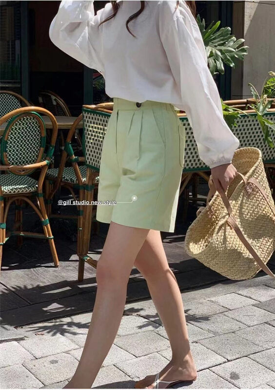 The original price is 43.99! [gill] net wide leg five point casual shorts 7039\zjy