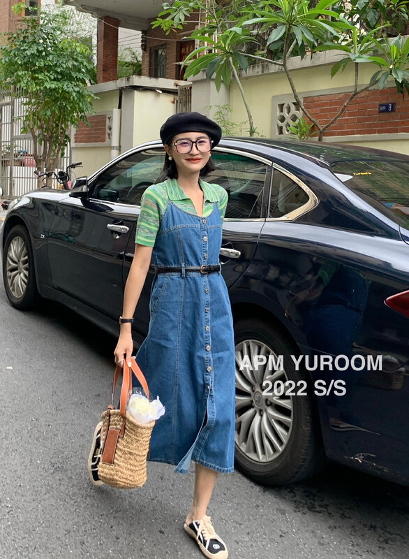[APM yuroom] New Korean denim buckle suspender dress 022650 \lsl