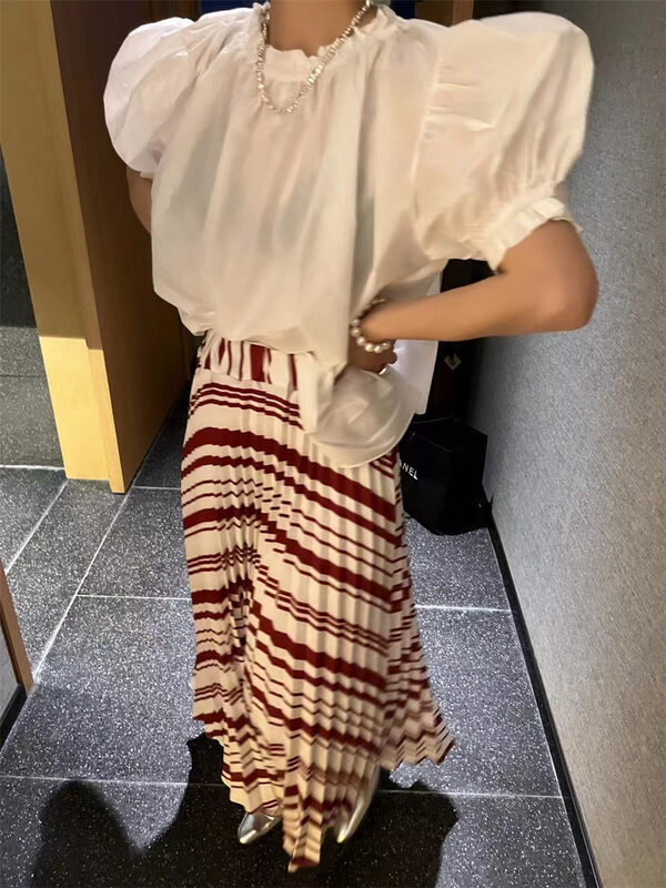 [miss coffee] little woman's elastic waist pleated skirt 2012# XYJ