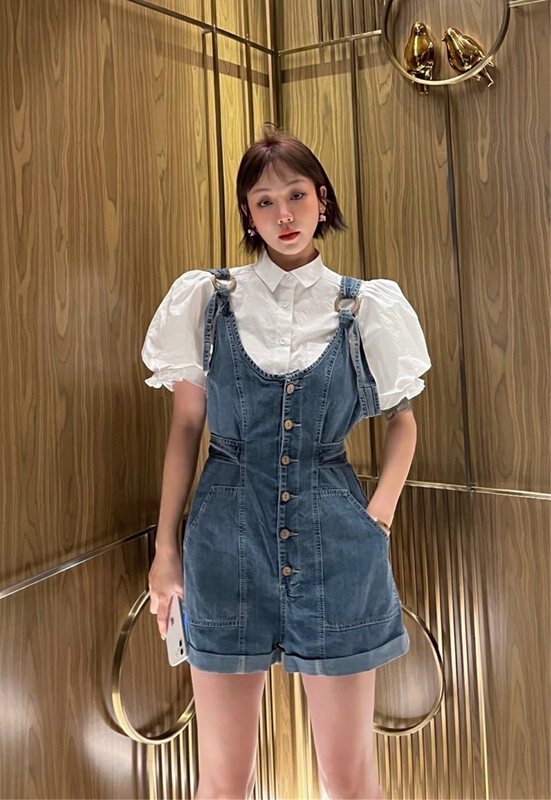 [laga] fashionable and versatile loose denim Jumpsuit p026# JJ