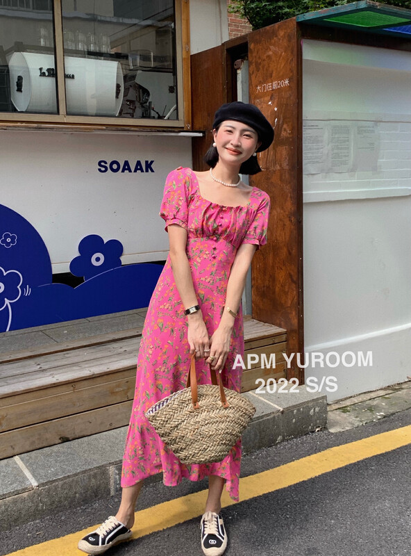 [APM yuroom] French retro elegant floral split dress ys2-8050# LSL