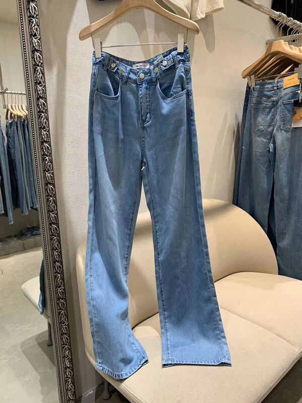 [rj1980] high waist slim wide leg casual jeans 63307# hyy
