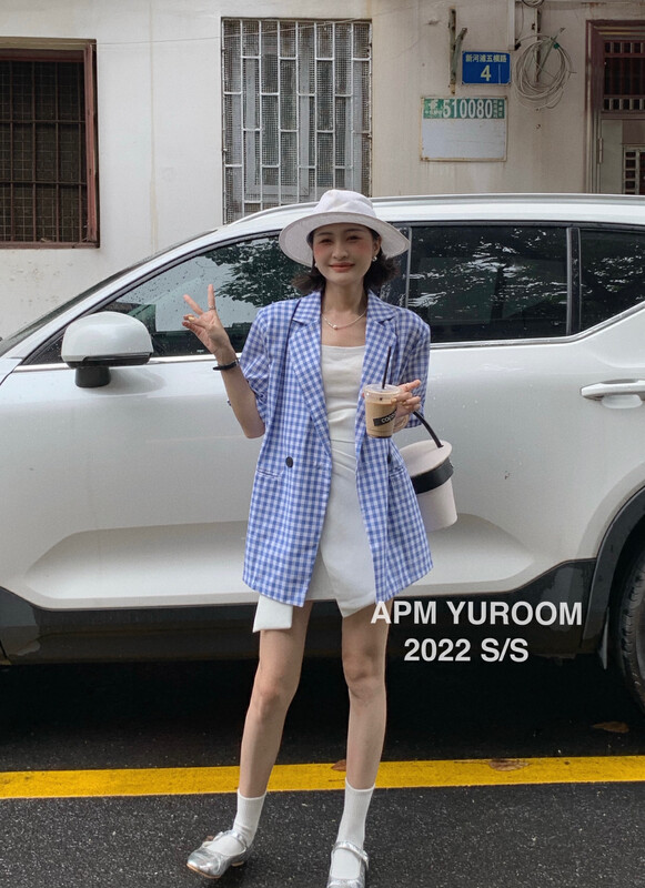 [APM yuroom] Korean fashion lattice double breasted suit 8076# LSL