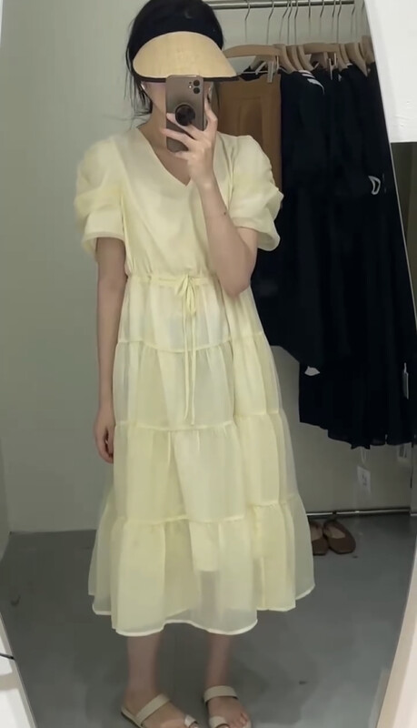 [Zoe Zoe] Korean layered drawstring dress c1359# zjy