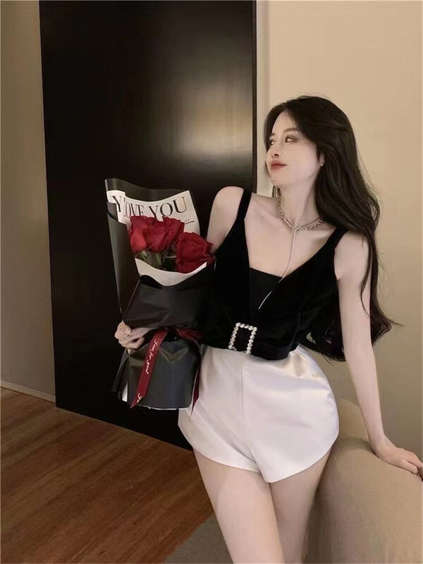 [six] pure desire suspender color contrast Jumpsuit 6349# PCZ
