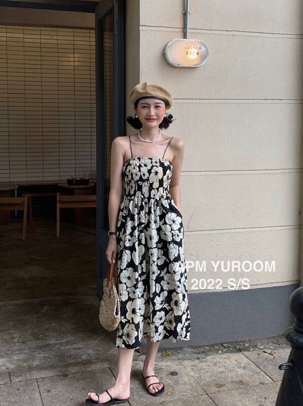 [APM yuroom] temperament print loose suspender dress ys1-8127# LSL