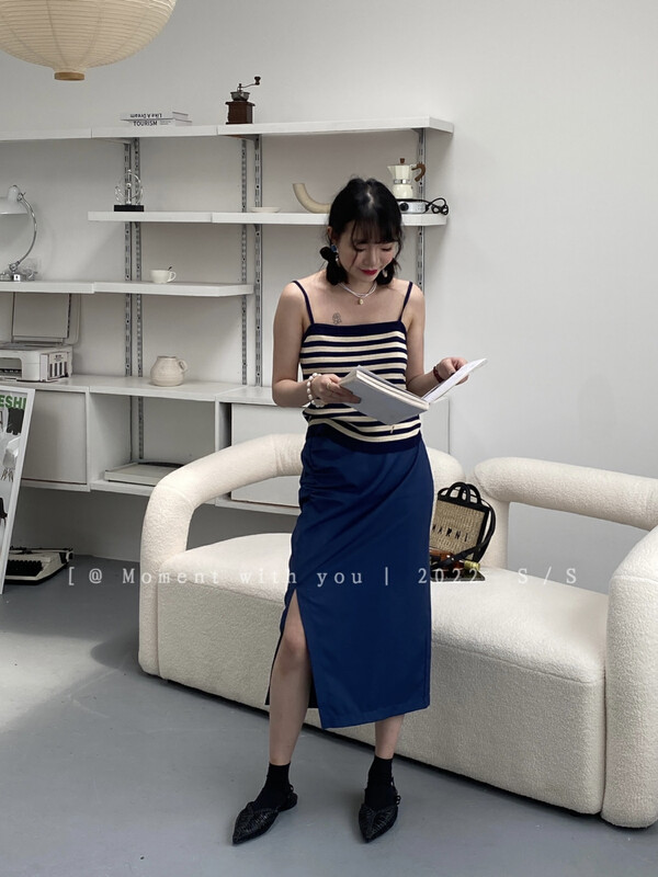 [event with you] simple striped Strapless bottomed vest / sling t0906-j\lsw