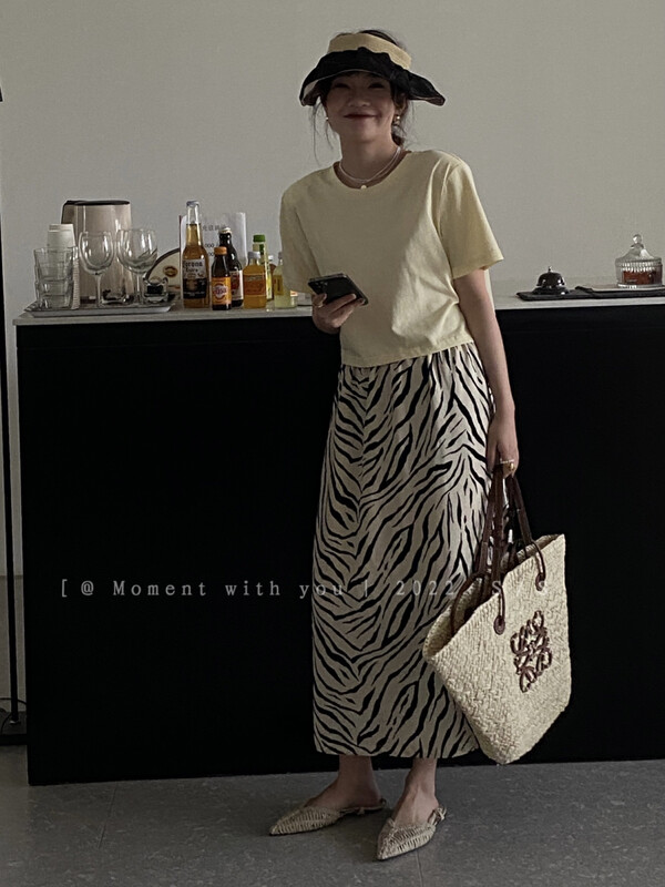 [event with you] black and white zebra back split skirt t0888-j\lsw