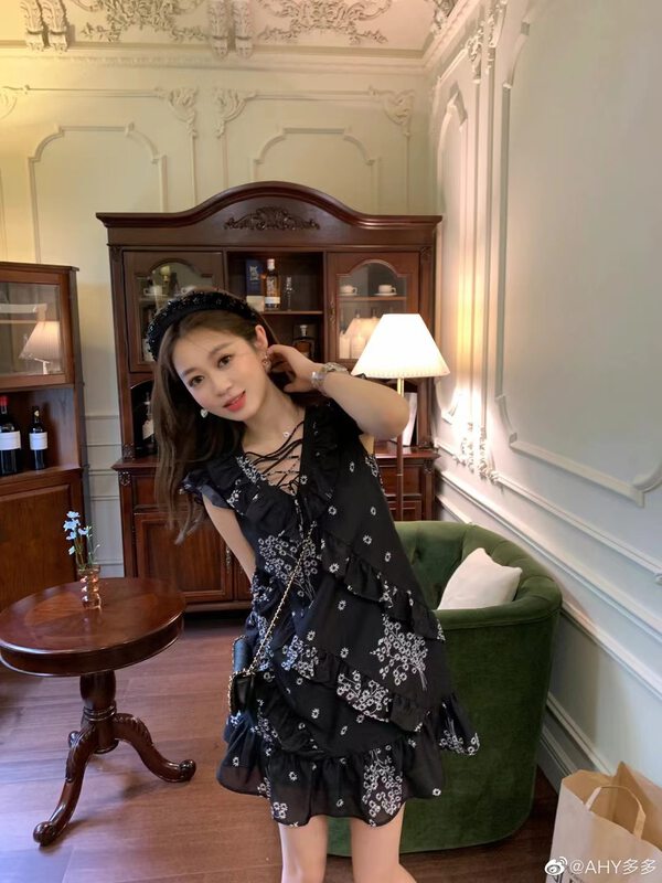 [six] Korean Style Floral Ruffle Dress 6301-1# PCZ