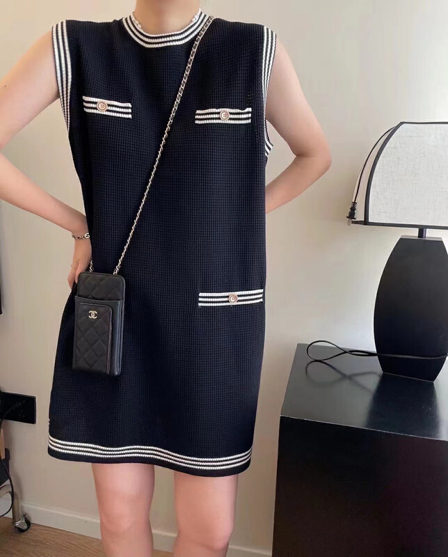 [Zoe Zoe] small fragrance temperament round neck knitted dress m551# zjy
