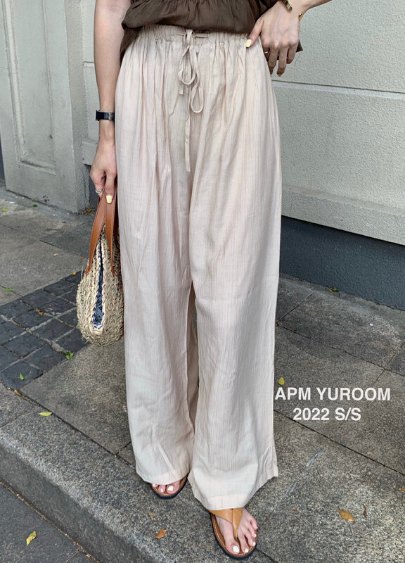 [APM yuroom] versatile lace up thin cotton hemp wide leg casual pants ys1-8160# LSL