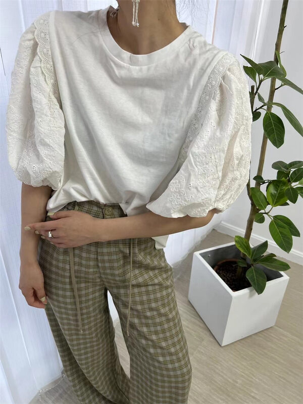 [miss coffee] round neck bubble sleeve thin shirt (excluding necklace) 2013# XYJ