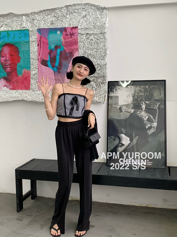[APM yuroom] sweet Spice Girl check short vest / suspender 22297 \lsl
