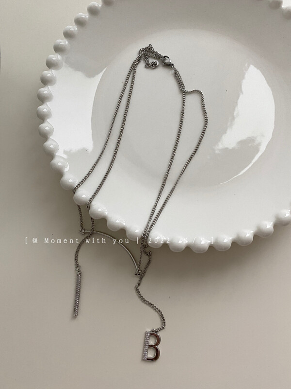 [event with you] simple Japanese and Korean silver pear shaped short necklace (randomly distributed in the box) d9113# LSW