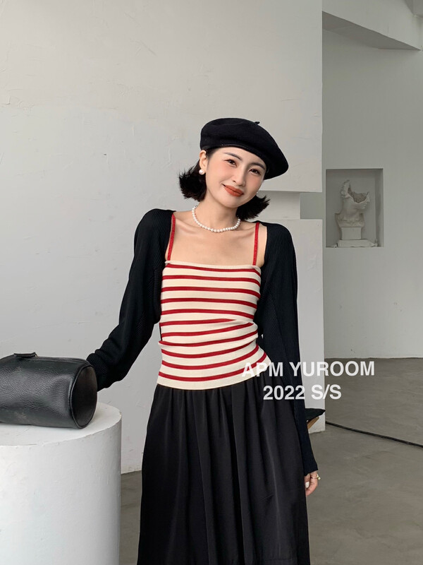 [APM yuroom] versatile contrast striped Spice Girl vest / suspender 22271# LSL