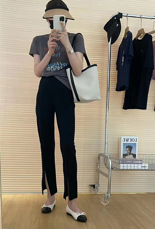 [moment with you] slightly flared nine point trousers 2m203# LSW