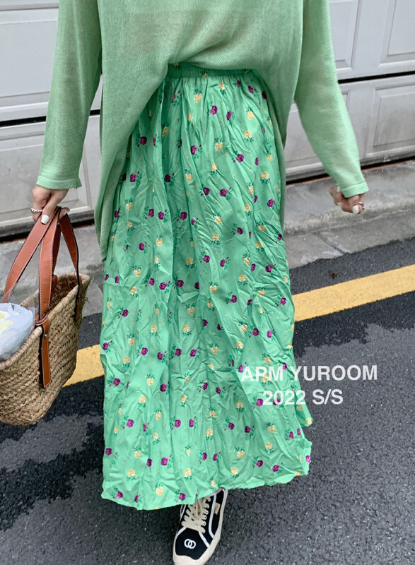 [APM yuroom] versatile floral pleated skirt 8031# LSL