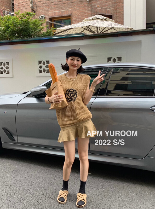 [APM yuroom] Korean Embroidered Flower hollowed out sweater ys1-8028# LSL