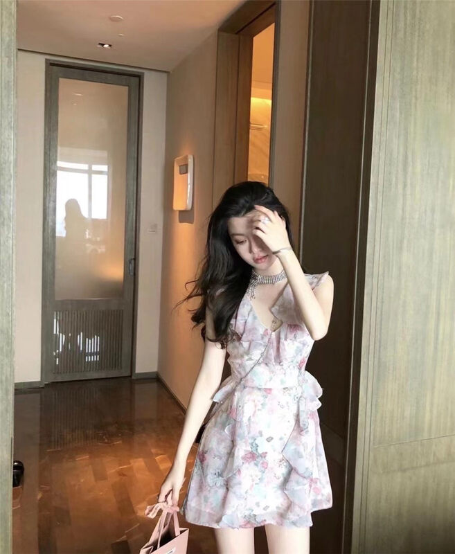[six] halo dyed Ruffle slim dress 63411# PCZ