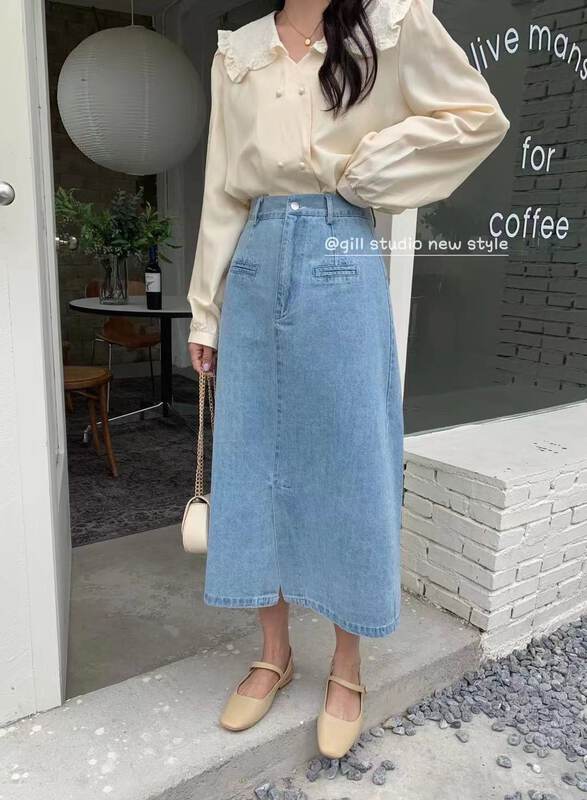 [gill] Korean style jeans versatile skirt 1003# zjy