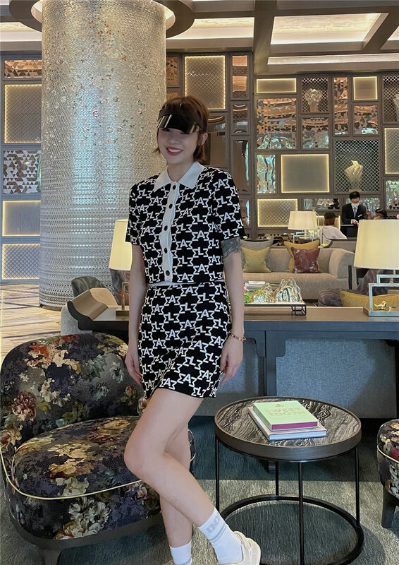 [laga] Korean Polo + High Waist Hip Wrap Skirt Suit 116# JJ