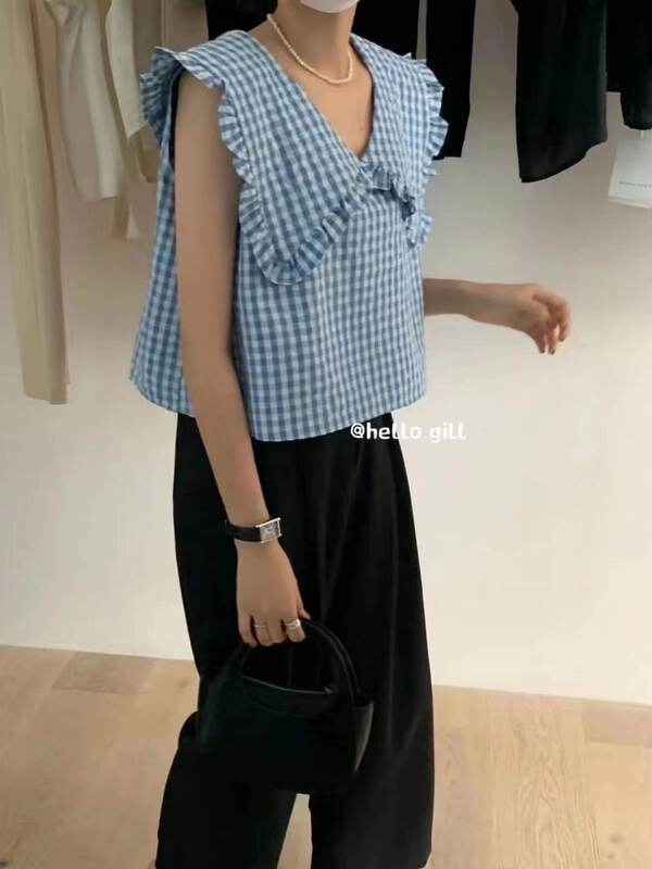 [gill] Ruffle large lapel small shirt small shirt 7063# zjy