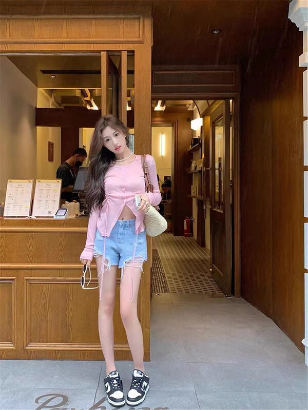 [six] drawstring comfortable simple blouse 6339# PCZ