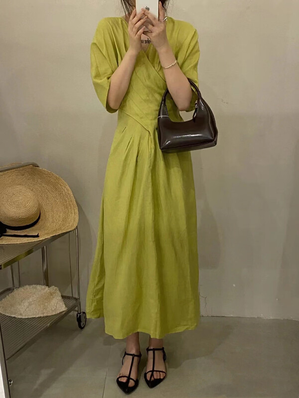 [Zoe Zoe] Korean cotton linen cross design loose dress c1367 \zjy