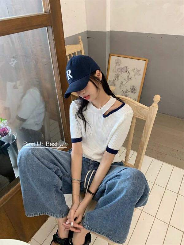 [c+home] simple and versatile contrast T-shirt 22236 \hbx