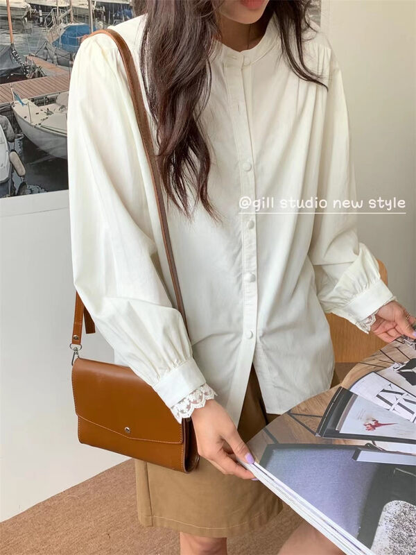 [gill] Korean version solid color round neck shirt 7003# ZSY