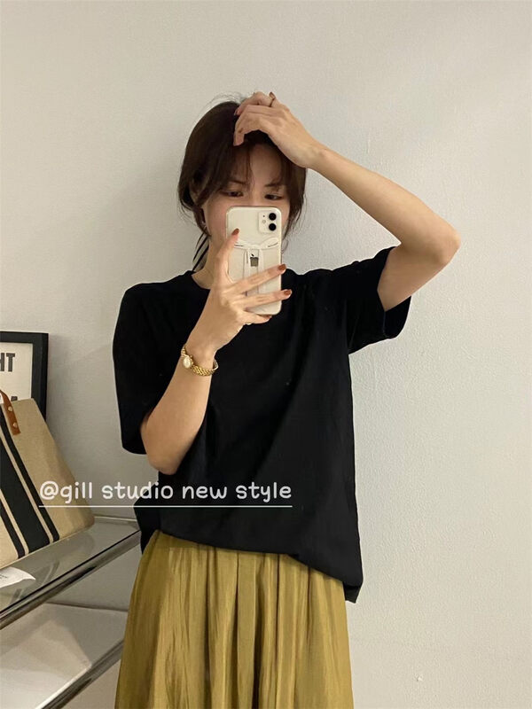 Original price 25.94! [gill] solid color versatile comfortable short sleeve T-shirt 9105# zjy