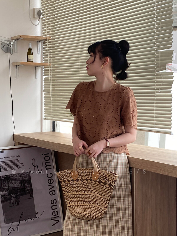 [event with you] French Vintage hollow out thin shirt t0839-j\lsw