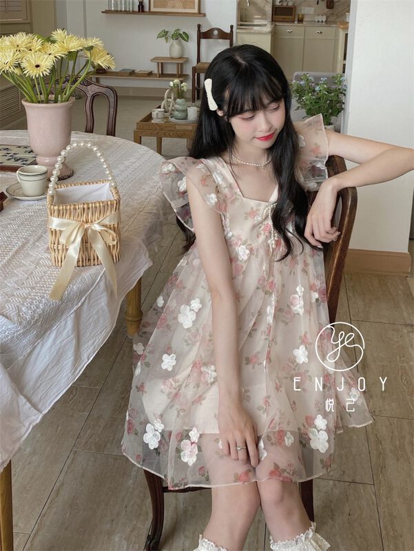 【ENJOY·悅己】 仙氣飄飄碎花連衣裙(配胸針)  8996#  PCZ