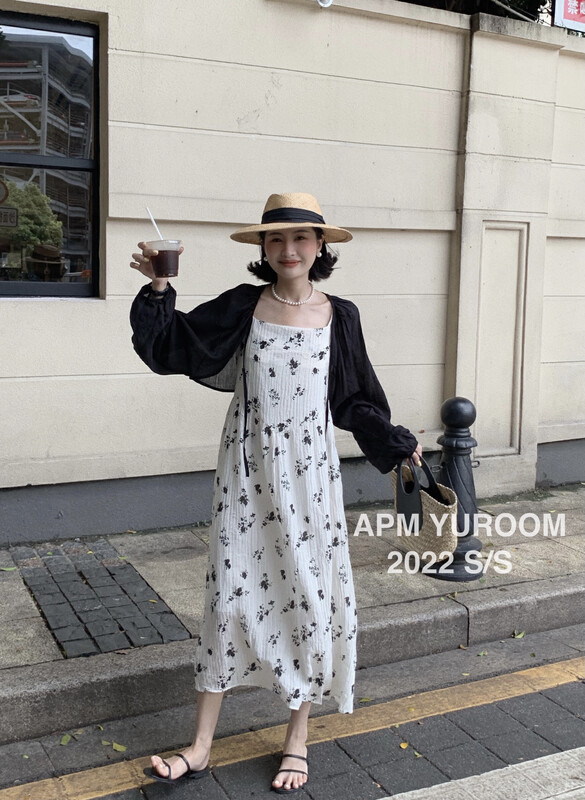 [APM yuroom] temperament Japanese sweet ink flower dress ys1-8128# LSL