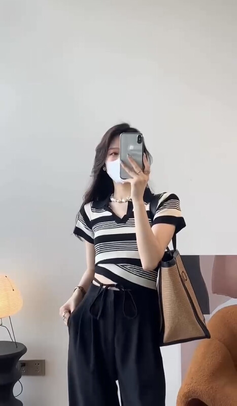 [Zoe Zoe] summer classic vintage stripe knit shirt m559\zjy