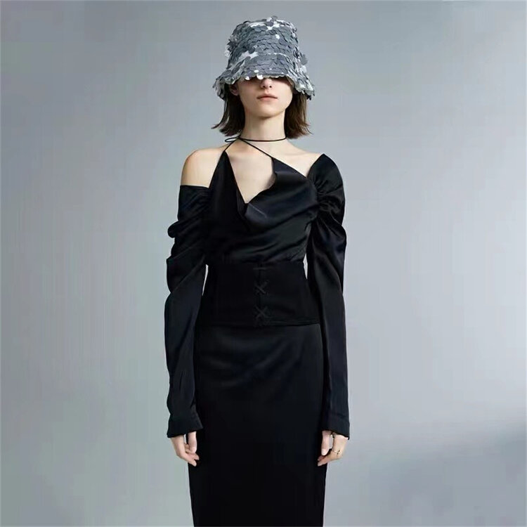 New year in early spring! [laga] niche design, versatile solid dress (rope can't be removed) ys1-0957\jj