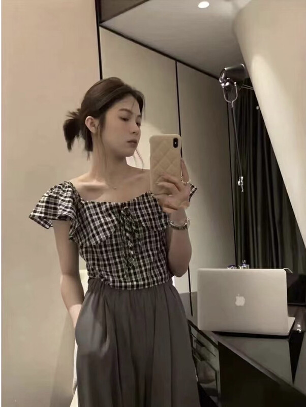 [Zoe Zoe] Korean fashion plaid shirt m570\zjy