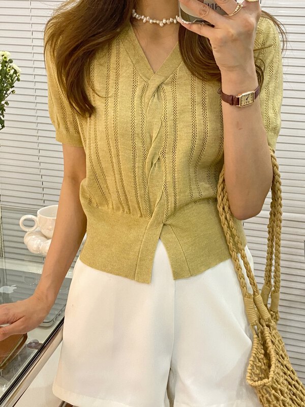[c+home] simple V-neck solid color sweater 22231# HBx
