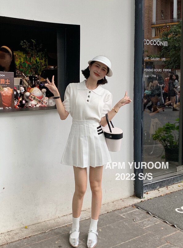 [APM yuroom] Korean Polo neck knitted short sleeve sweater ys2-8057\lsl