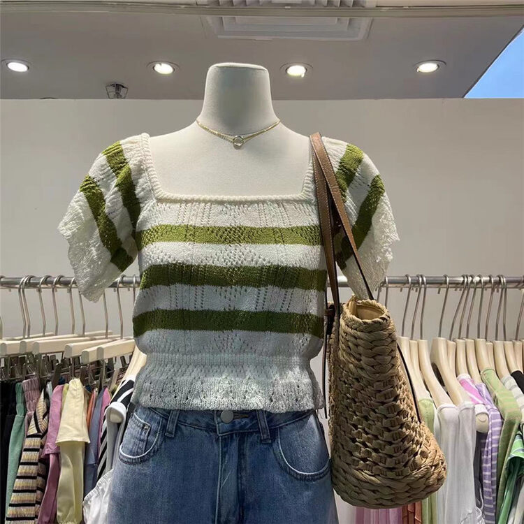 [gill] square neck striped short sleeve T-shirt 3305\zjy