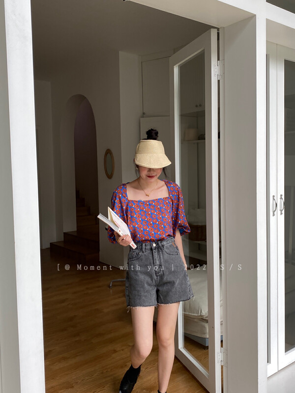 [moment with you] Korean style fashionable woolen slit design jeans 2m120# LSW