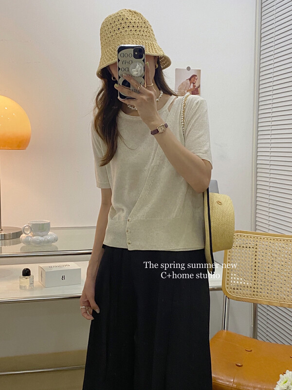 Original price 55.67! [c+home] fake two-piece design versatile sweater 22218# HBx