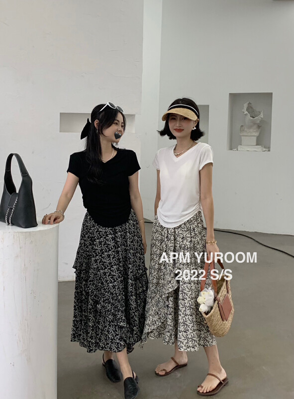 [APM yuroom] versatile floral Ruffle Skirt 22288# LSL