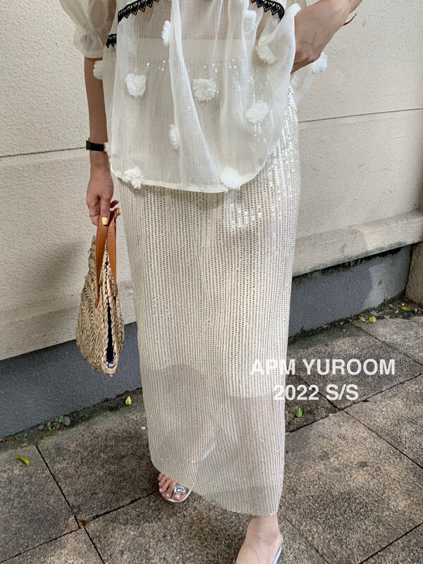 [APM yuroom] versatile high waist Sequin skirt ys1-8119# LSL